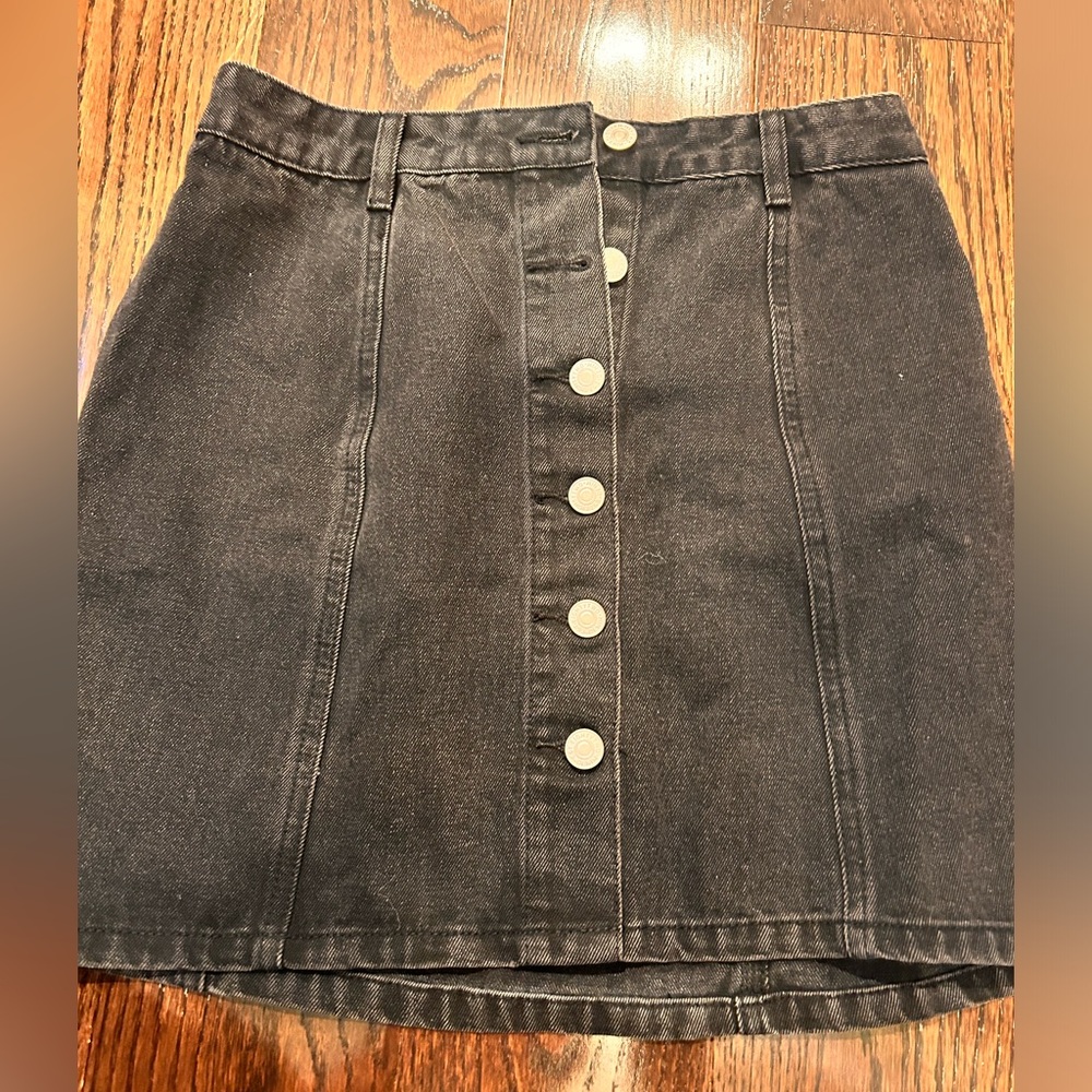 Ardene Black Button-Front Mini Skirt